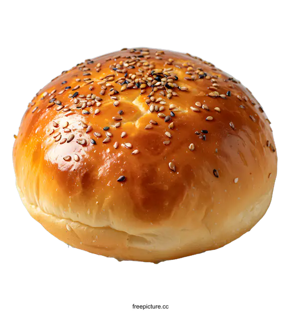 [Transparent Background PNG]Fresh baked burger bun with sesame seeds
