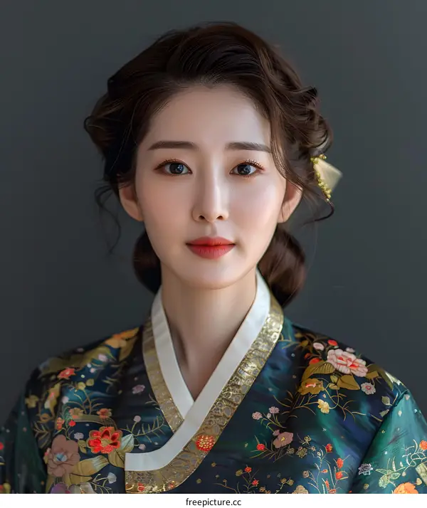 Portrait of a young Korean woman in traditional dress
