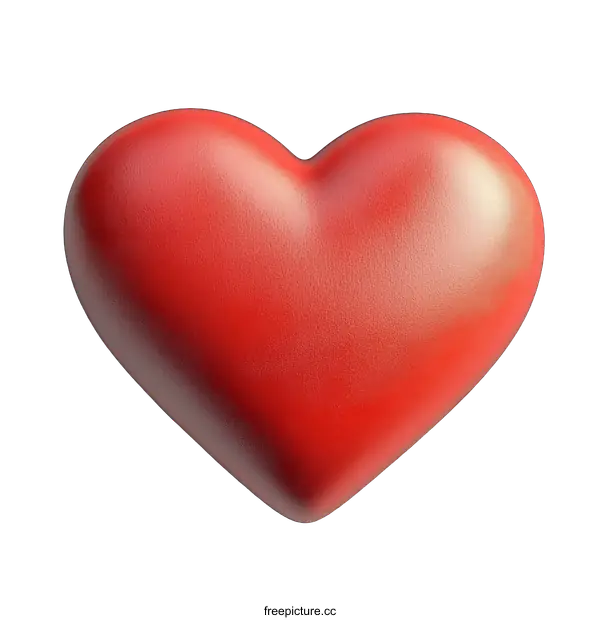 [Transparent Background PNG]3D Red Heart Illustration on White Background