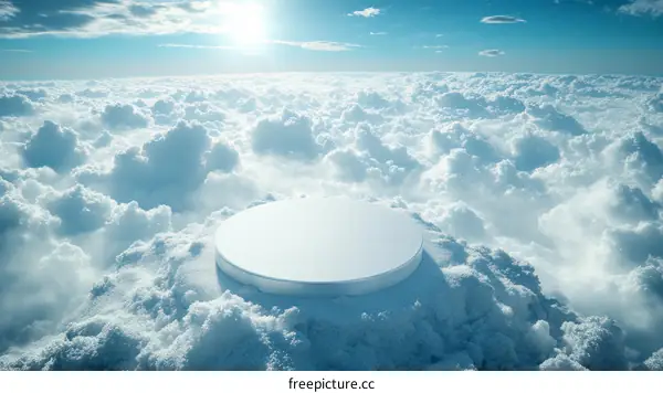 Snowy Mountain Top Platform Above Clouds