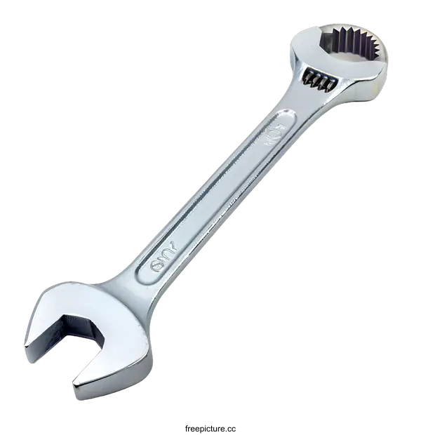 [Transparent Background PNG]Silver Wrench Tool on White Background
