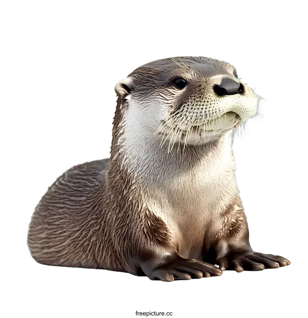 [Transparent Background PNG]Close Up Of A River Otter Sitting On A White Background