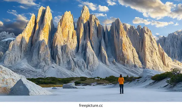 Majestic Mountain Peaks and a Solitary Figure