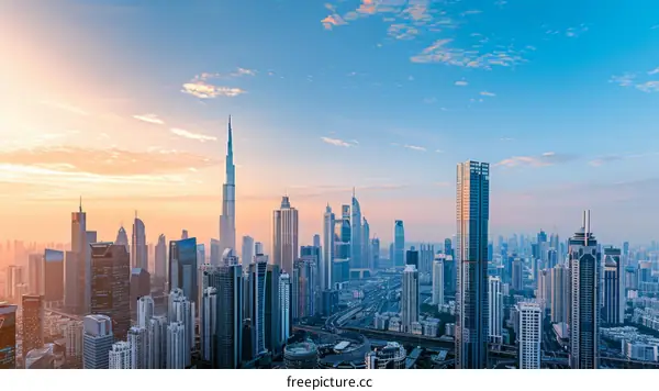 Breathtaking Dubai City Skyline at Sunset
