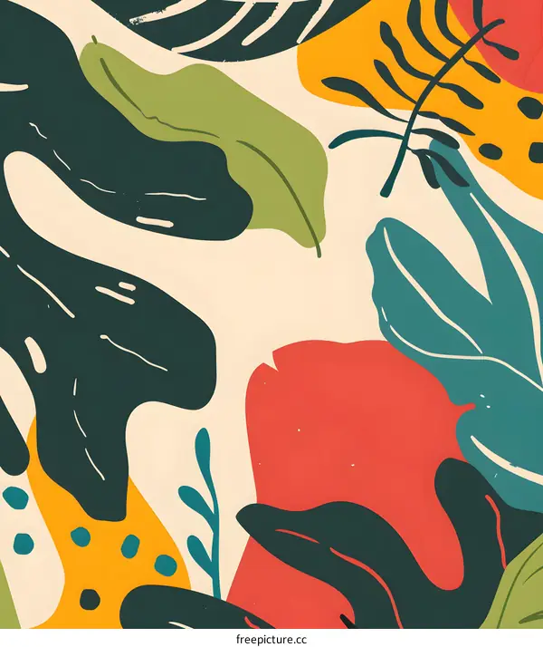 Abstract Colorful Leaves Illustration