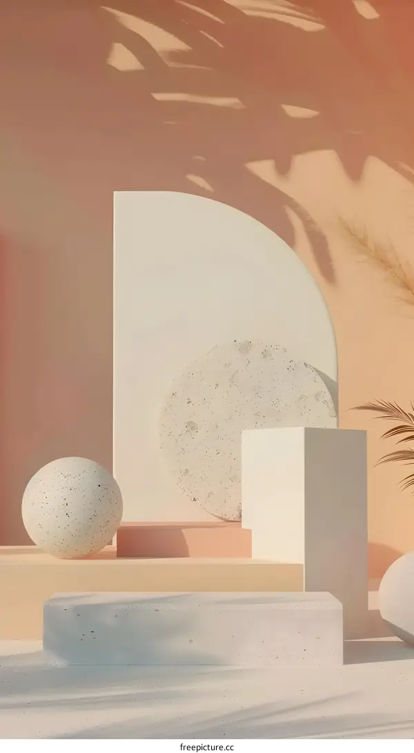 Abstract Geometric Shapes with Shadows and Minimalist Design