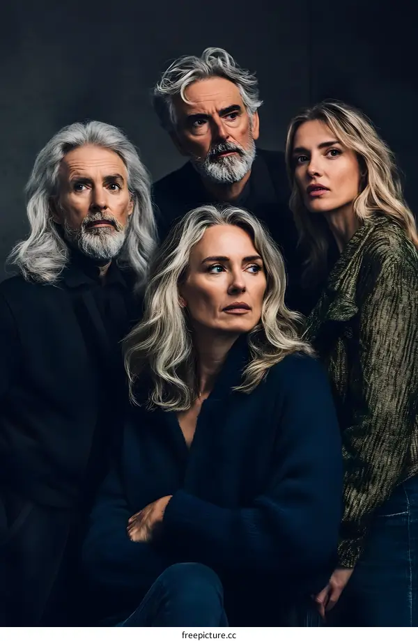 Portrait of a Group of Four People Looking at the Camera