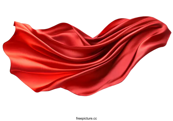 [Transparent Background PNG]Dynamic Red Satin Fabric Flow