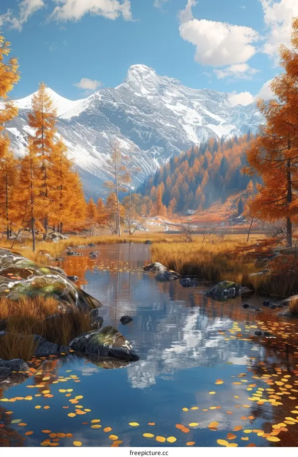 Tranquil Mountain Lake in Autumn Colors