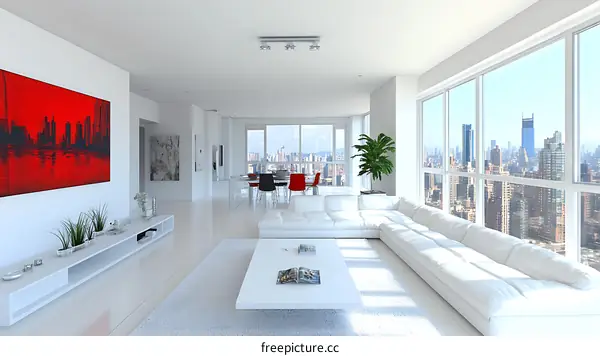 Modern White City Apartment Living Room Interior