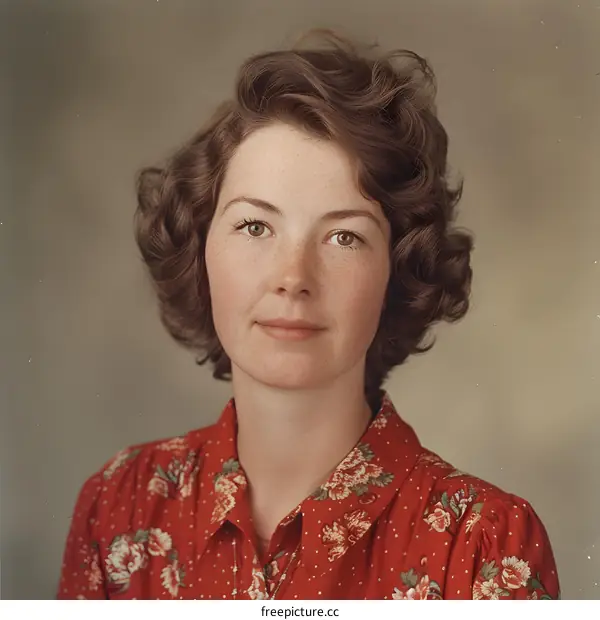 portrait of a young woman with freckles and brown hair