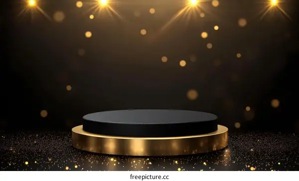 Luxury Black and Gold Product Display Stage