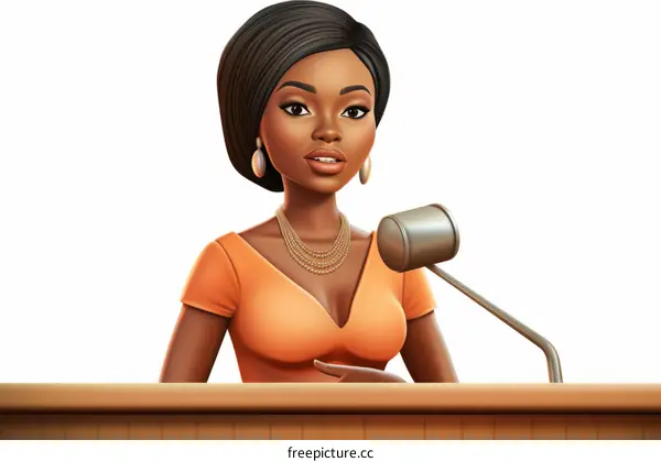 African American Female Lawyer Speaks at Podium