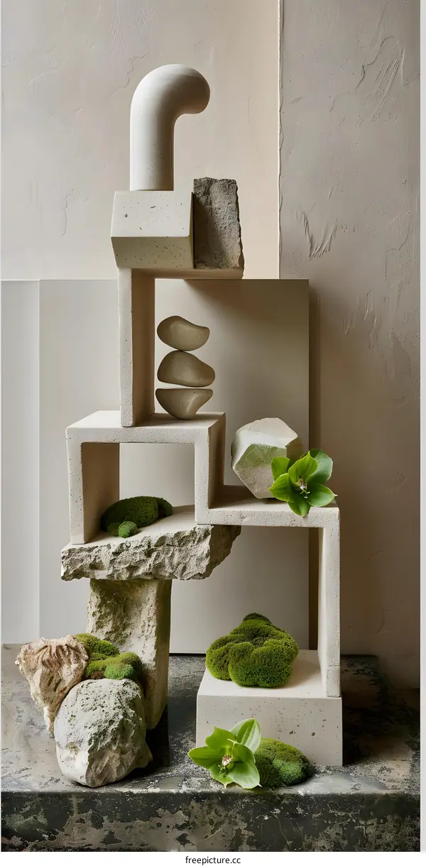 Abstract Stone and Moss Still Life Photography