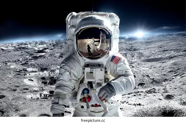 Astronaut on the Moon Exploring Space