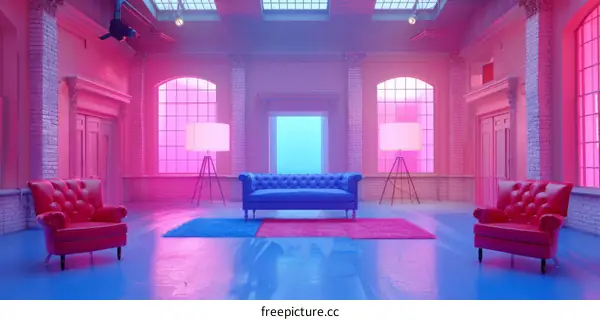 Pastel Blue and Pink Living Room interior Design