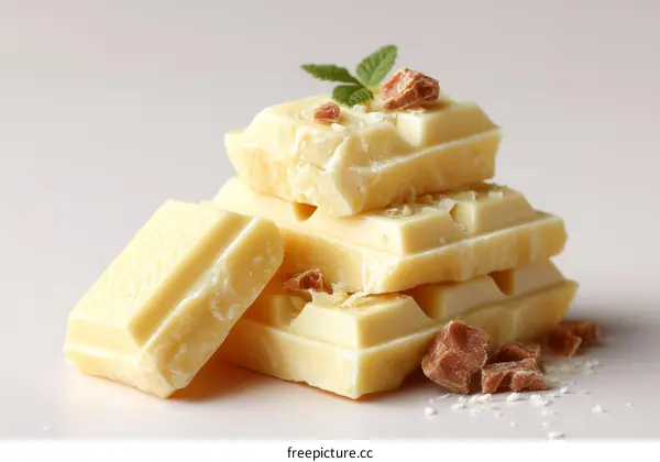 Stacked White Chocolate Pieces with Caramel Bits
