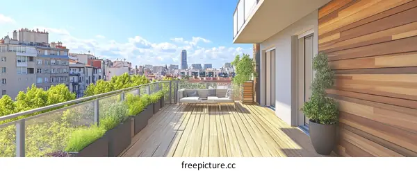 Rooftop Terrace with City View Illustration