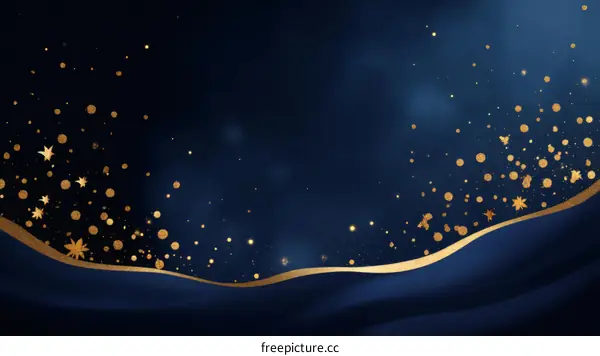 Abstract Dark Blue Background with Gold Glitter