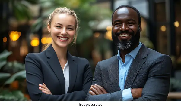 Business Professionals Smiling Portrait Outdoor