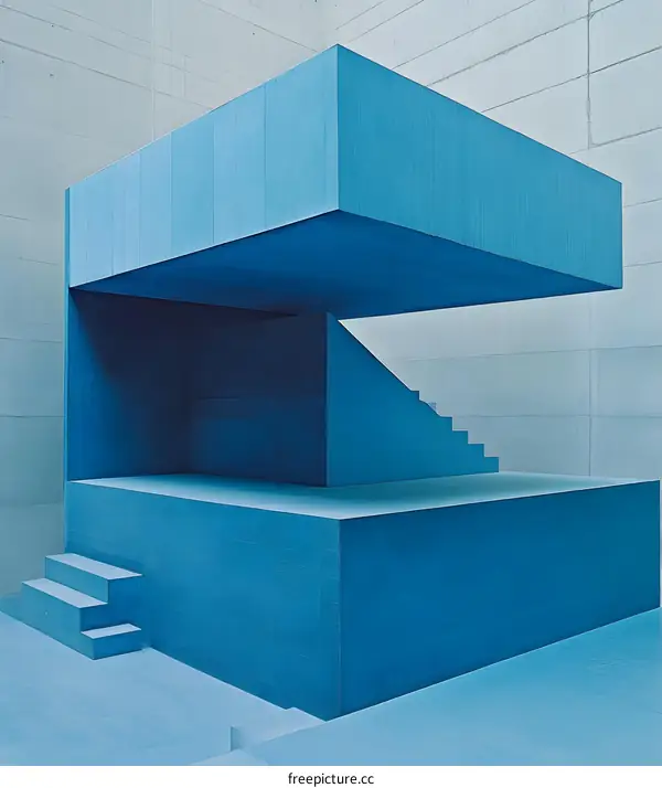 Abstract Architectural Design with Blue Concrete