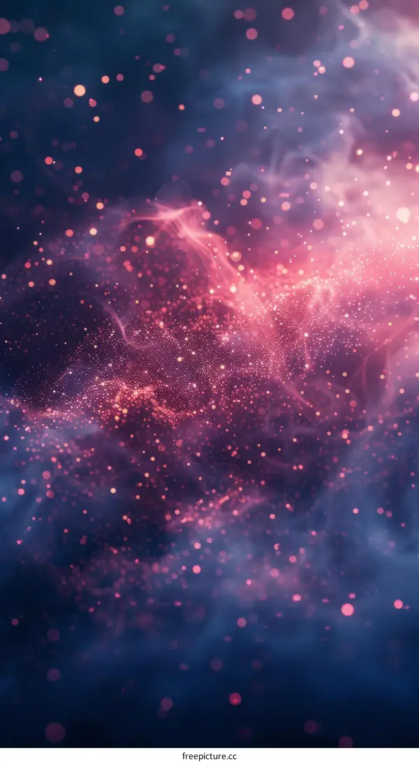 Mystical Pink and Blue Particles Shining on Dark