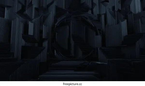 Abstract Geometric Dark Structure Illustration