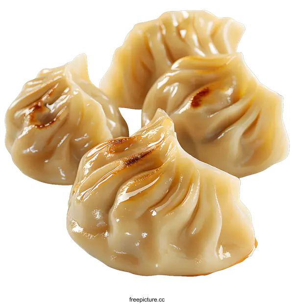 [Transparent Background PNG]Four delicious fried dumplings on a white background