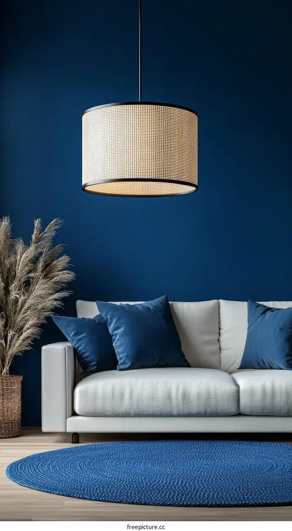 Modern Living Room Interior Design with Blue Rug