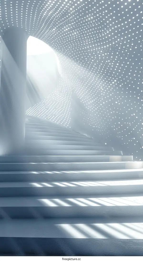 Spiral Stairway to Heaven with Glowing Orbs