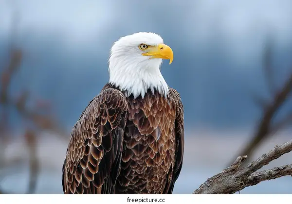 Majestic American Bald Eagle Perched on a Branch