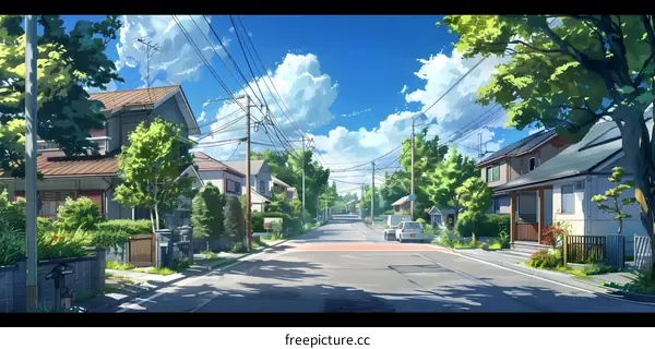 Summer Day in a Quiet Japanese Suburb