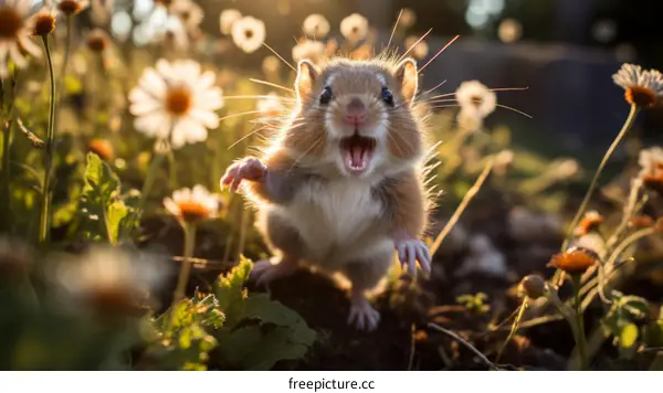 Field Mouse in a Field of Flowers