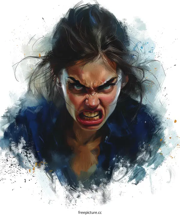 portrait of a fierce looking woman