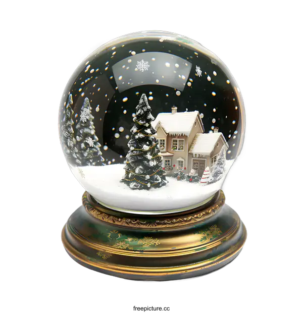 [Transparent Background PNG]Snow Globe with House and Christmas Trees