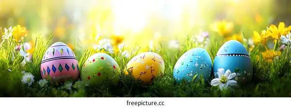 Easter Eggs in a Spring Meadow