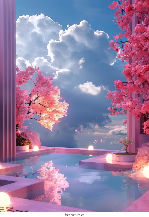 Pink Paradise Poolside Serenity