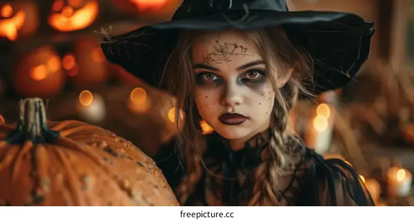 Witch with a pumpkin