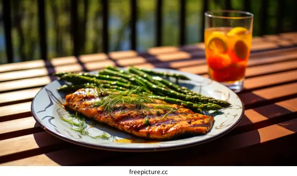 Grilled Salmon with Asparagus and Lemon Iced Tea
