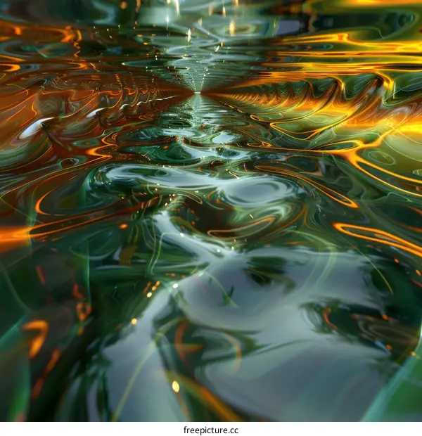 Colorful abstract background of a curved liquid surface