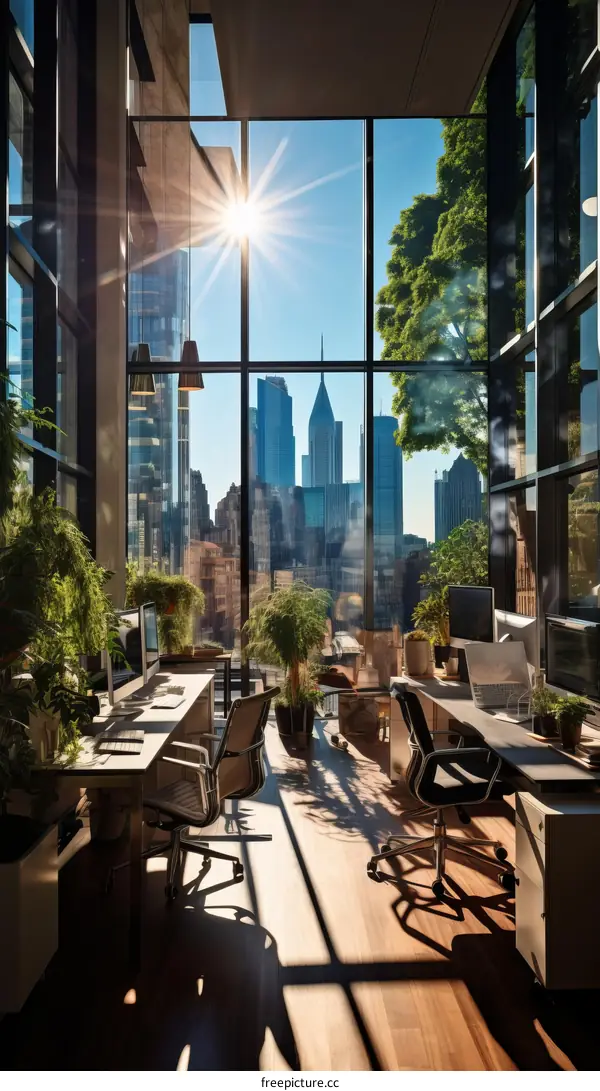 Office with a view of the city