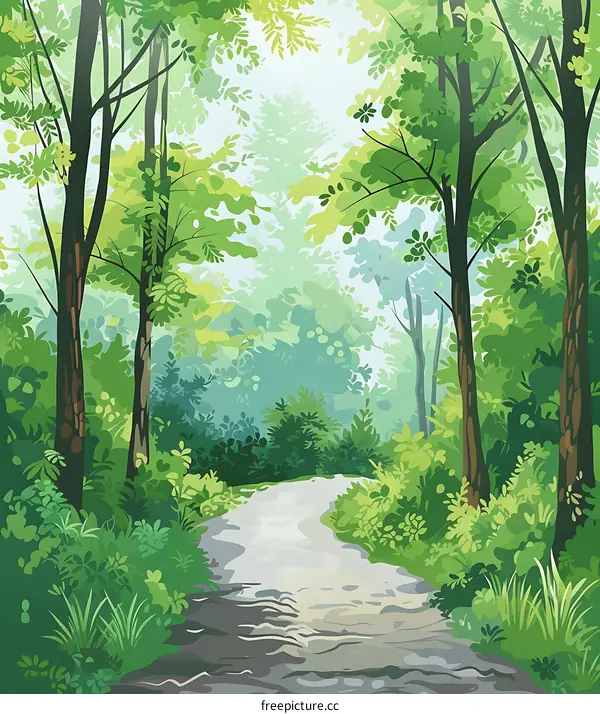 Green Forest Path Illustration