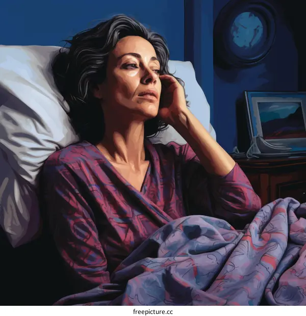 Woman Lying in Bed, Feeling Sad and Thoughtful