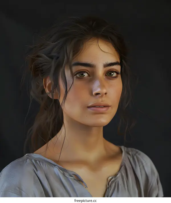 Portrait of a Young Woman with Green Eyes