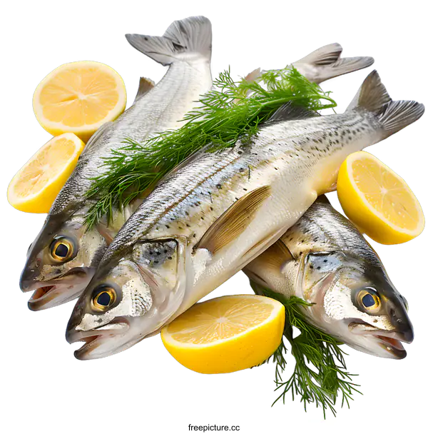 [Transparent Background PNG]Fresh Fish with Lemon and Dill
