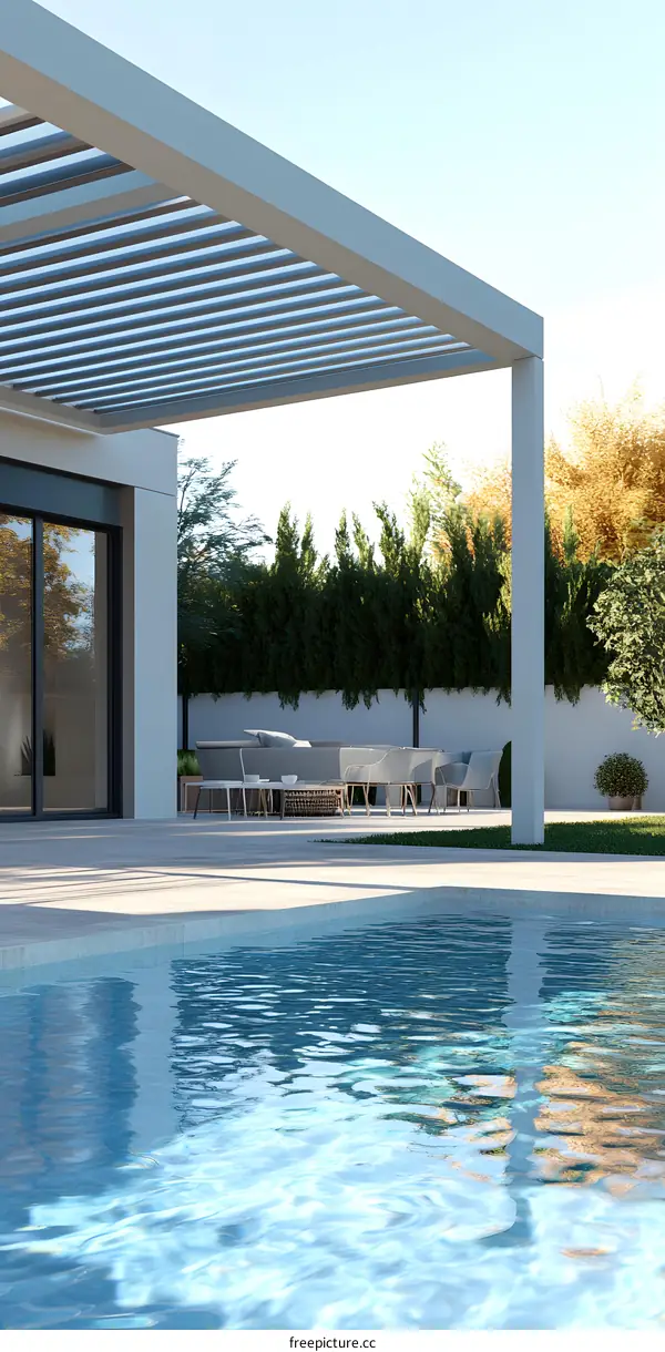 Modern House with Swimming Pool and Pergola