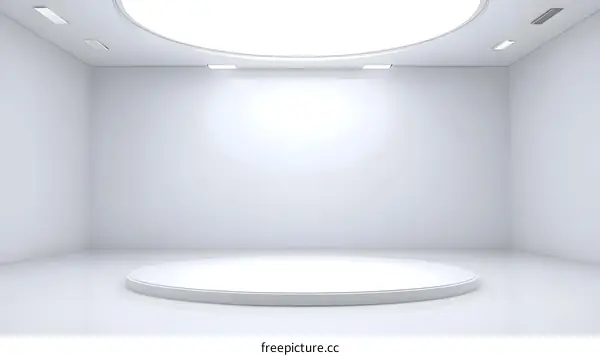Minimalist White Room with Platform for Product Display