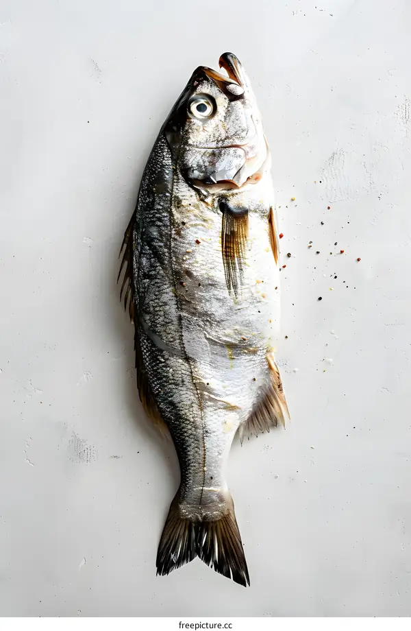A fresh fish on a white background