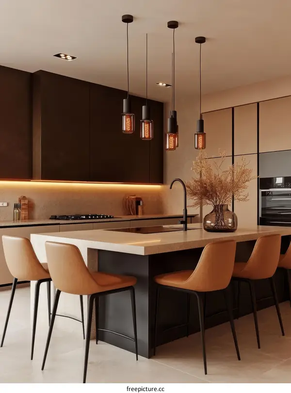 Modern Kitchen Interior Design with Warm Tones