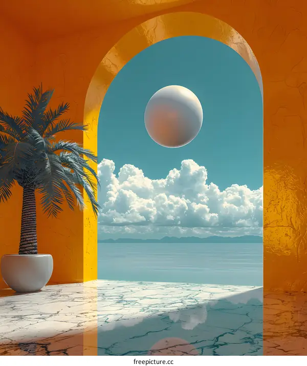 Yellow Archway with Ocean View
